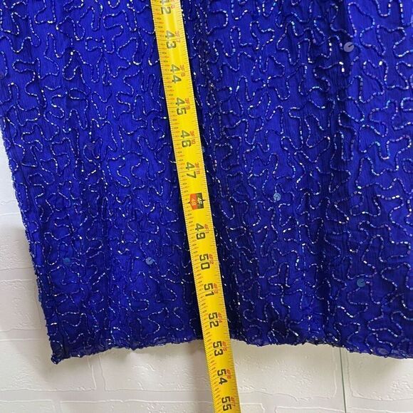 Scala Womens Silk Beaded Dress size Medium Blue Long Dress - Picture 6 of 16
